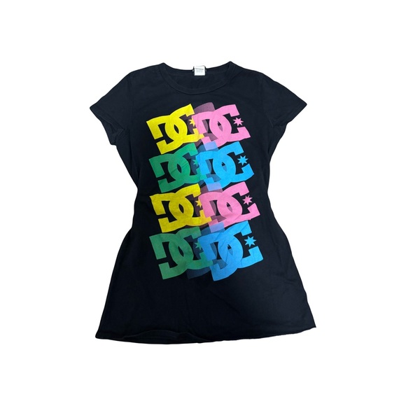 DC Y2K Black Tee with Multicolor Logo - Picture 2 of 5